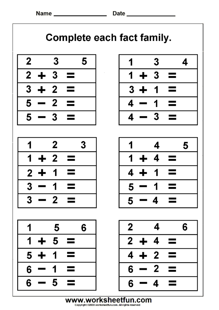 Numbers Fact Family Free Printable Worksheets Worksheetfun Db excel