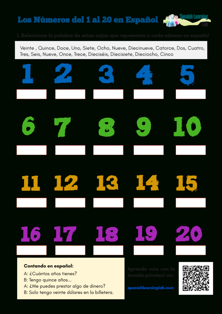 Numbers In Spanish From 1 To 20 Pdf Worksheet — db-excel.com