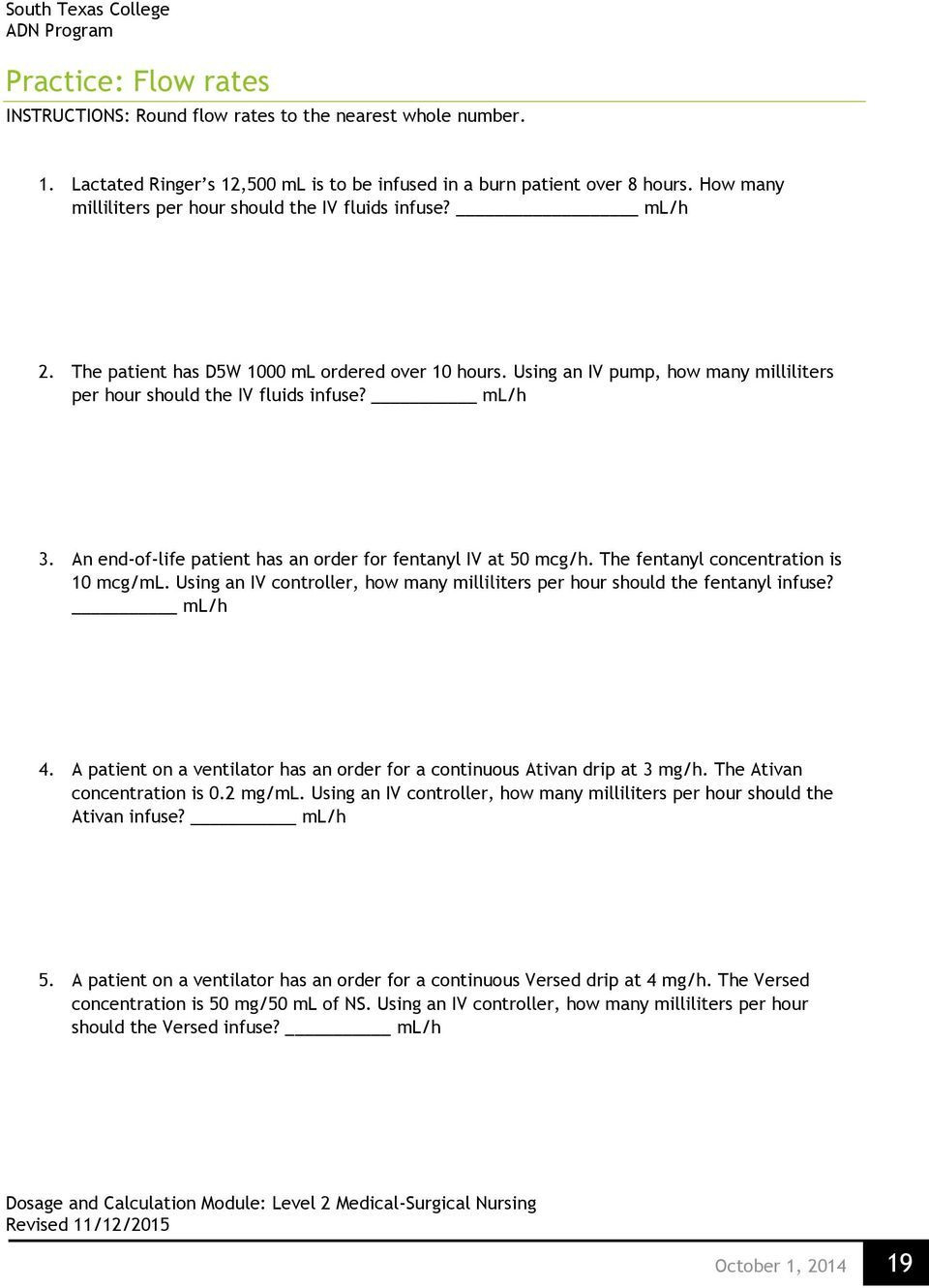 Printable Nurse Nursing Dosage Calculation Practice Worksheets 