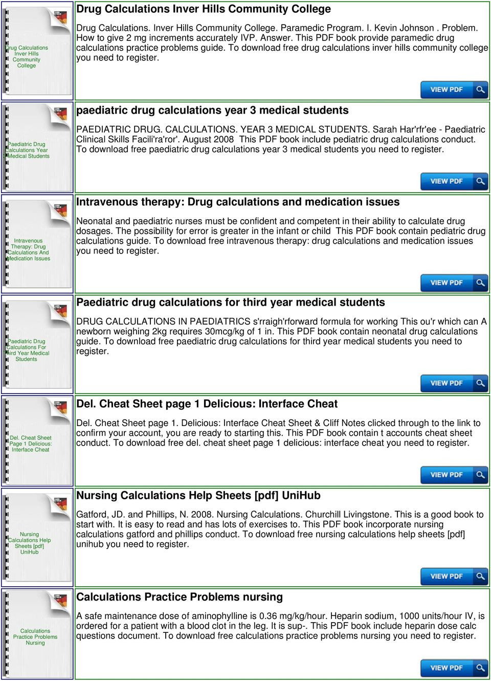 Printable Nursing Dosage Calculations Cheat Sheet