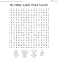 Nutrition Label Word Search  Word
