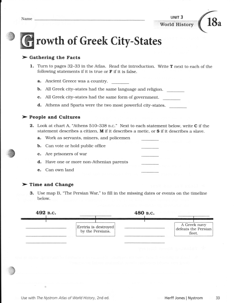 Nystrom World History Atlas Worksheets Answers Math