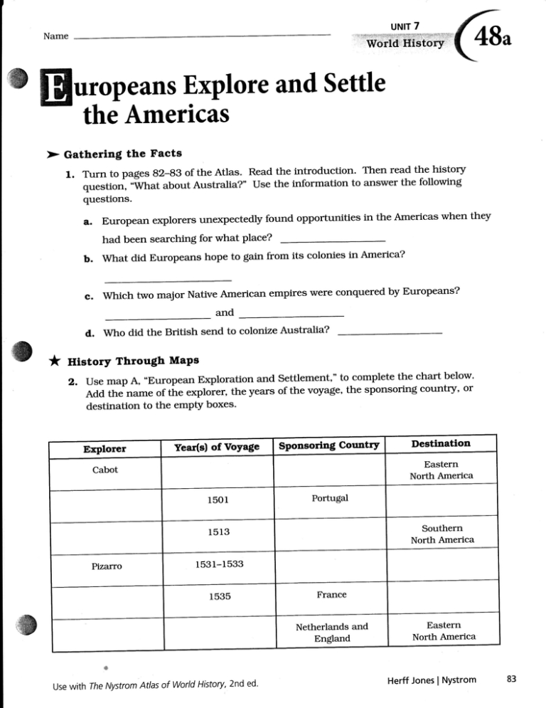 Nystrom World History Atlas Worksheets Answers Db excel