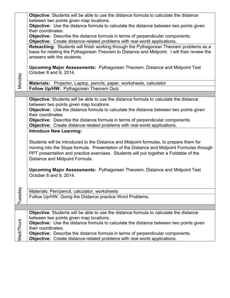 Objective Objective Reteaching Between Two Points Given