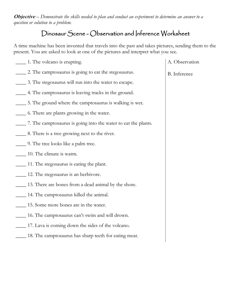 Observation And Inference Worksheet Answer Key — db-excel.com