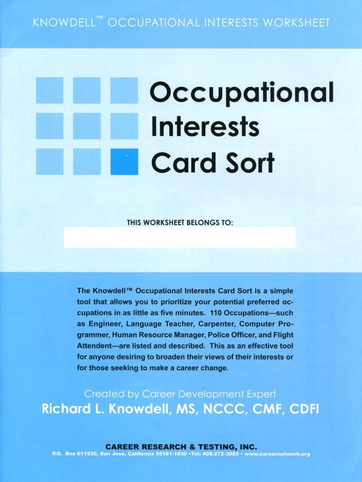 Occupational Interests Worksheets Pkg 25  Acer
