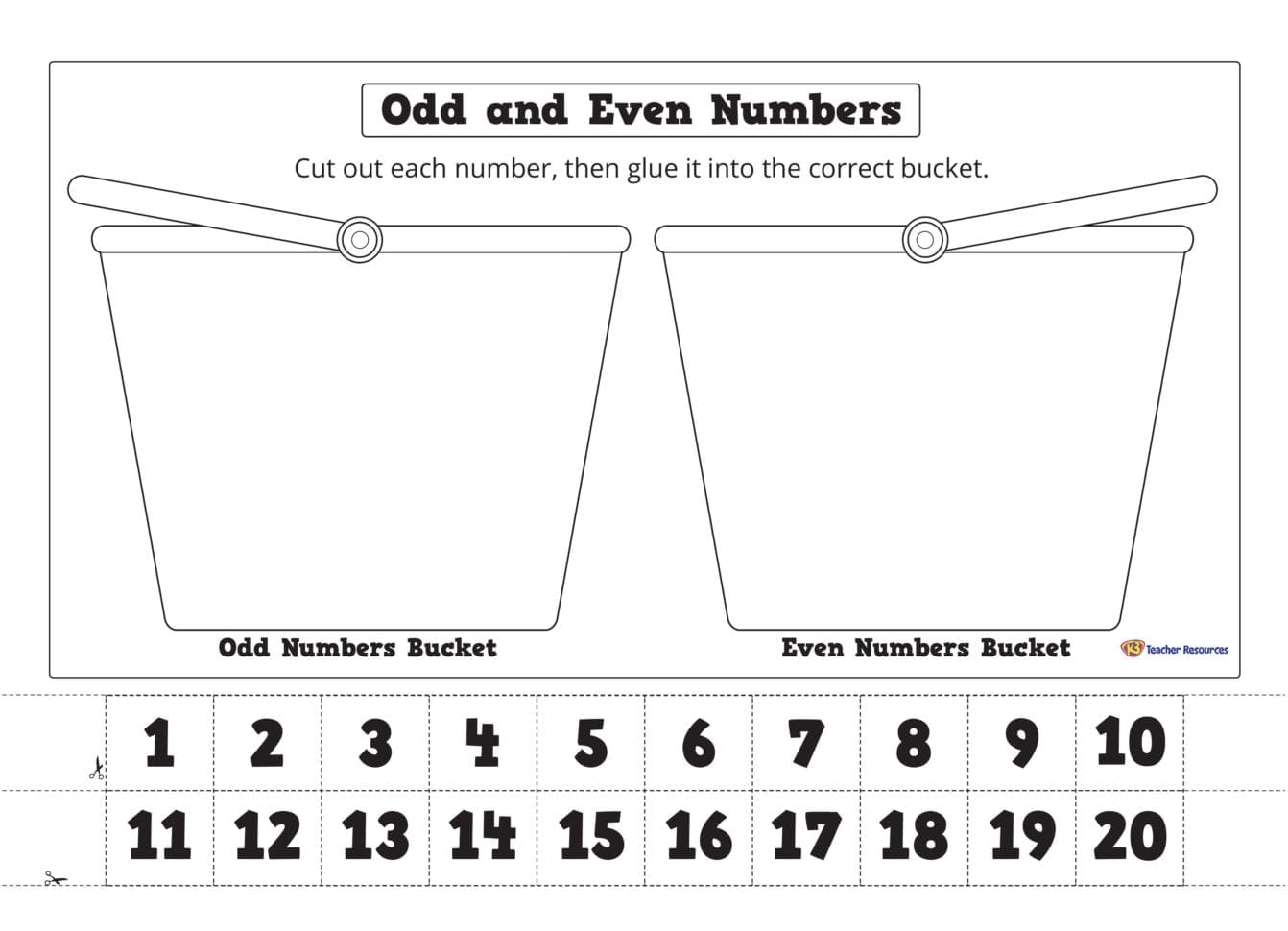 Odd And Even Numbers Cut And Paste Bucket Worksheet K3 — db-excel.com