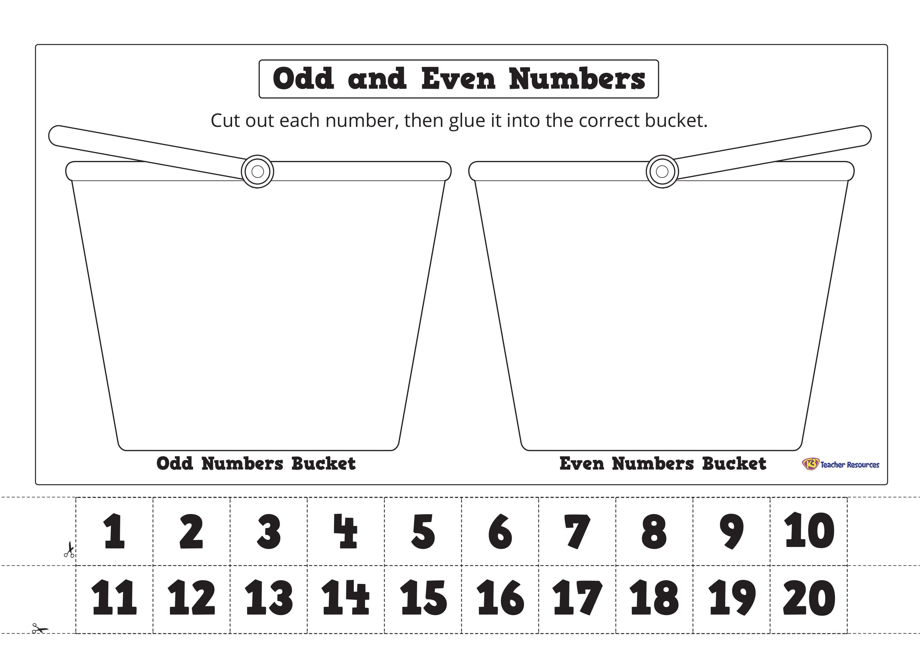 Odd And Even Numbers  Cut And Paste Bucket Worksheet  K3