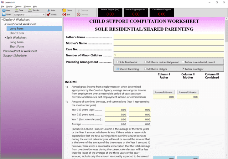 Child Support Guidelines Worksheet