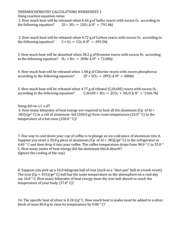 Heat Transfer Worksheet Pdf — db-excel.com