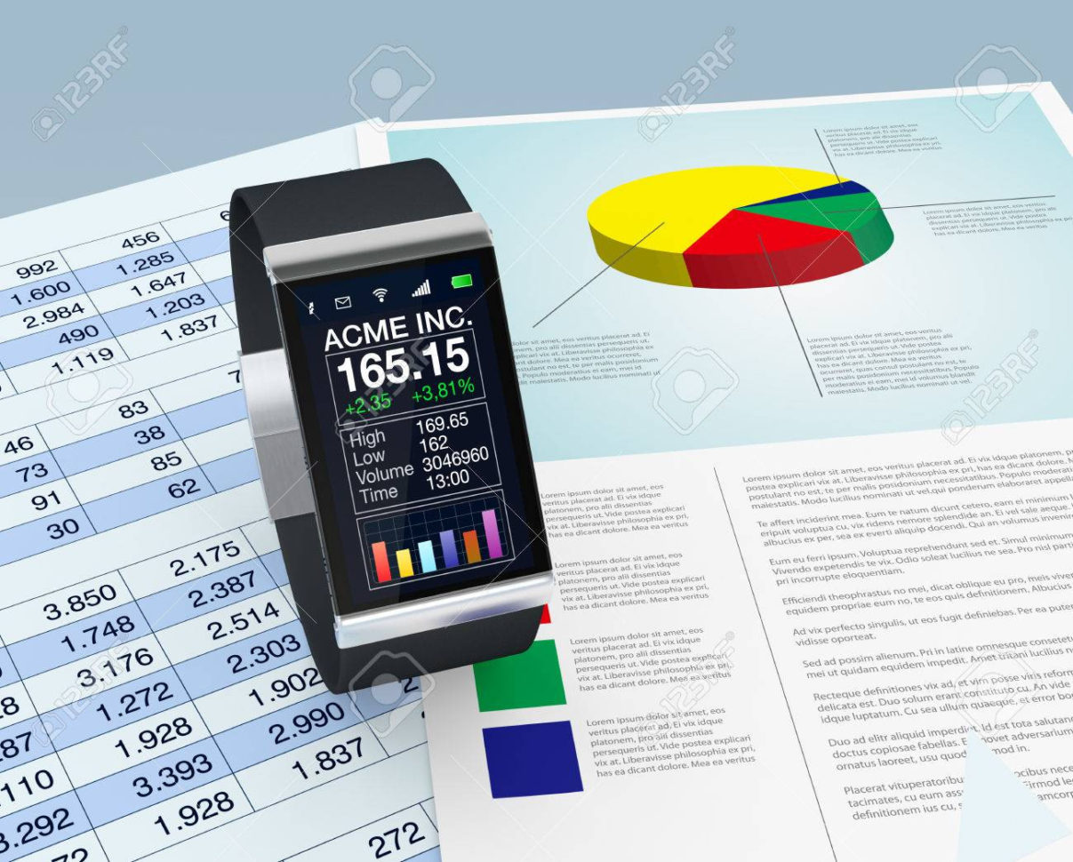 One Smarttch With A Stock Market Application And Paper Worksheets