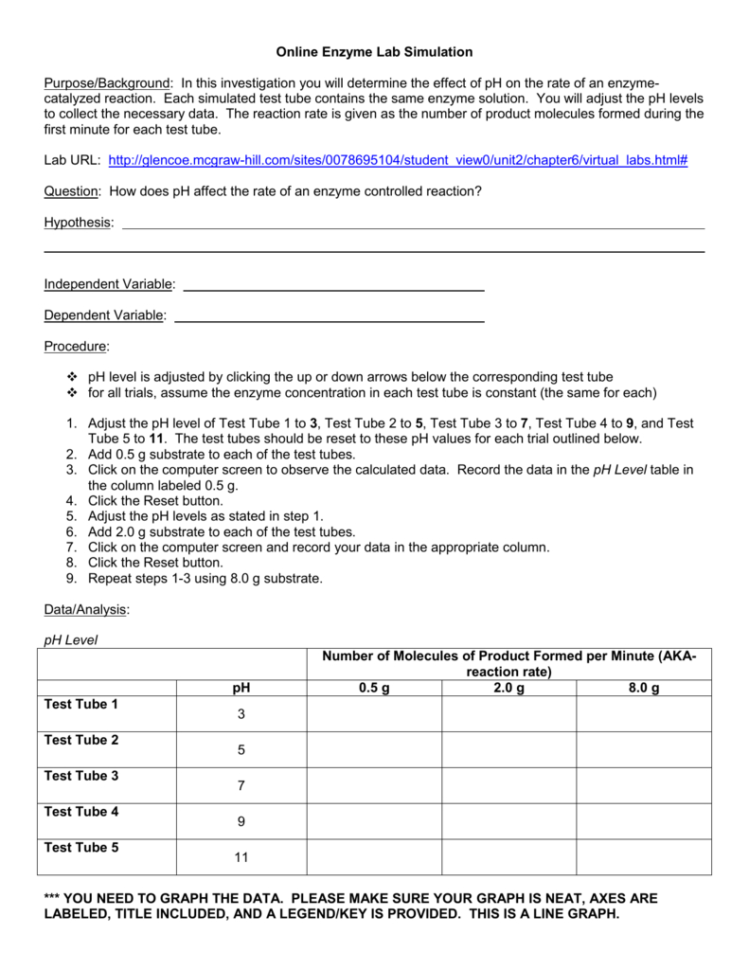 Online Enzyme Lab  Mrs Sills' Science Site
