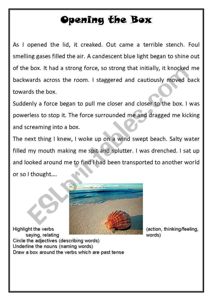 Opening The Box  Identifying Text Structure  Esl Worksheet