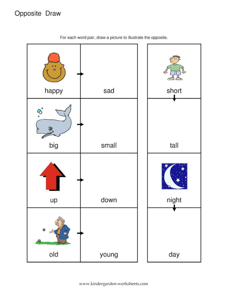 Opposites Preschool Worksheets