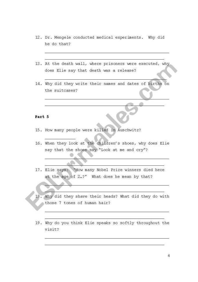 Oprah And Elie Wiesel Visit Auschwitz  Esl Worksheet