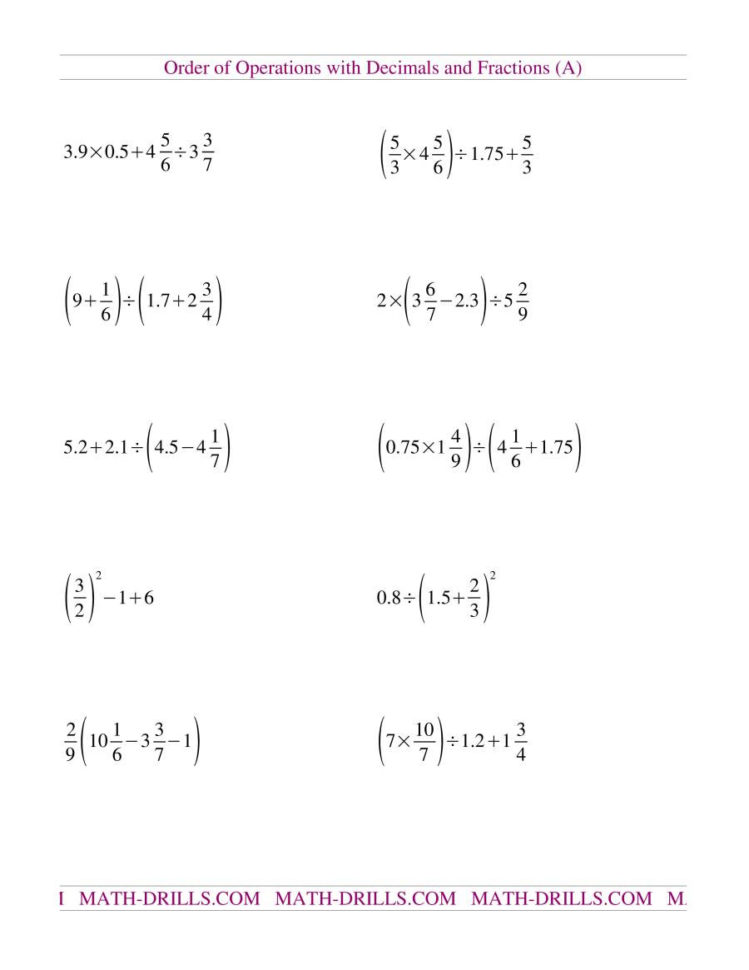 Operations With Decimals Review Worksheet Answer Key — db-excel.com