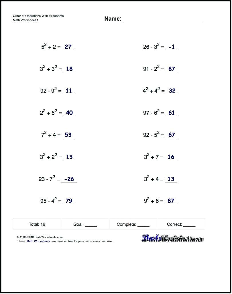 order-of-operations-with-exponents-worksheets
