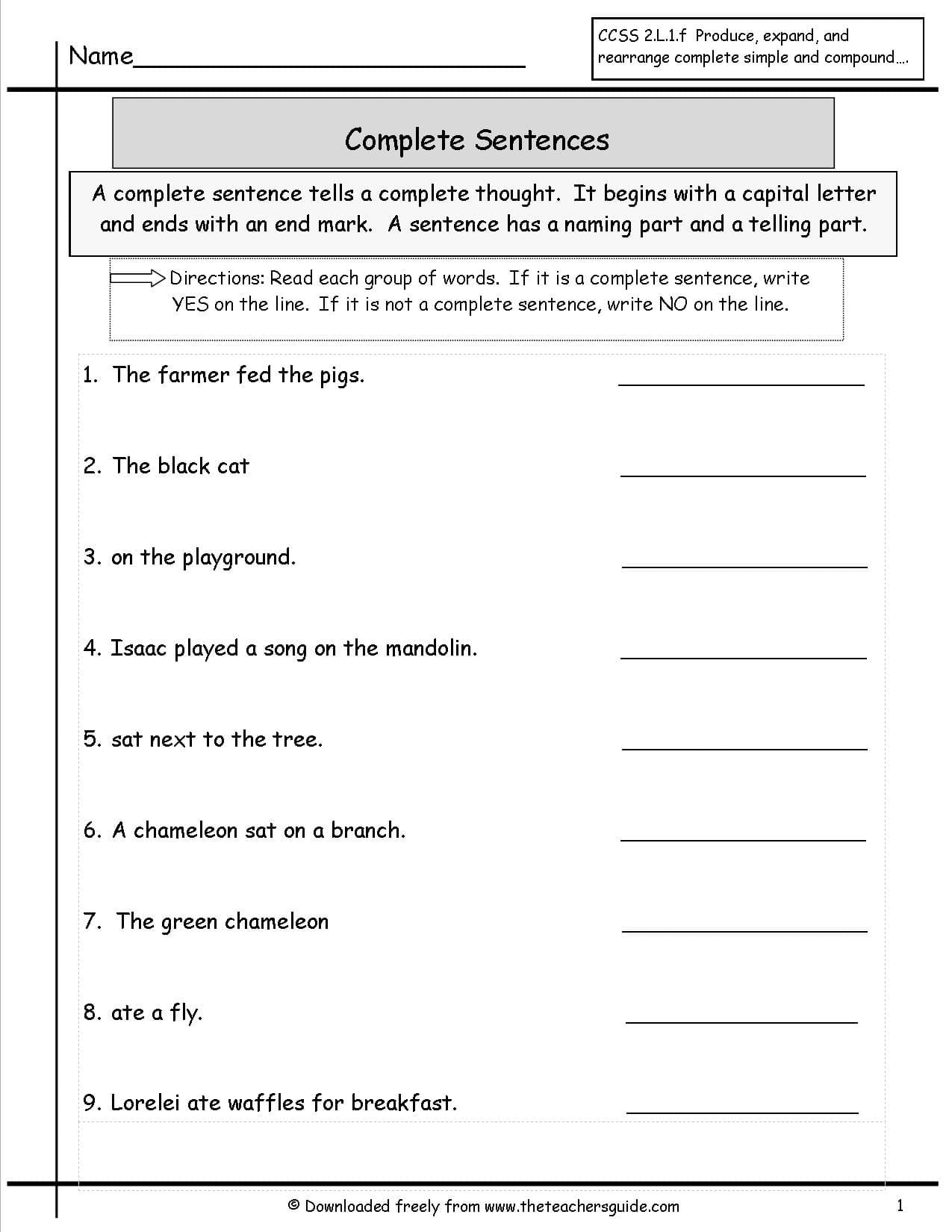 Writing Simple Sentences In Correct Order Worksheets