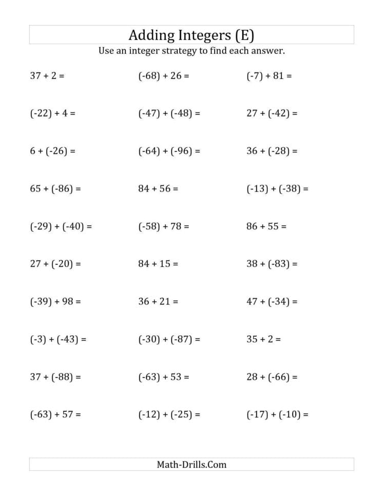 Ordering Integers And Rational Numbers Worksheet