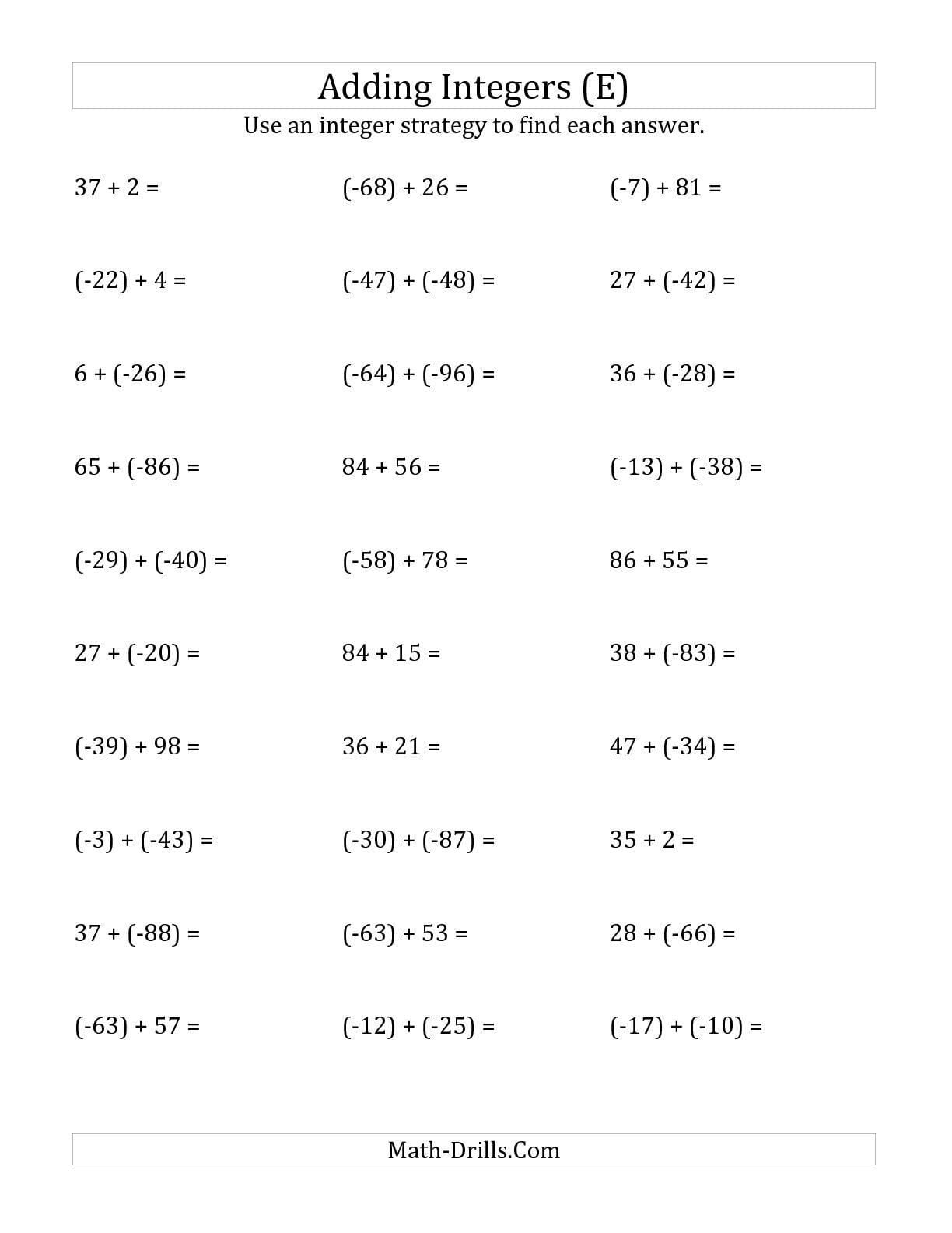 Ordering Integers And Rational Numbers Worksheet