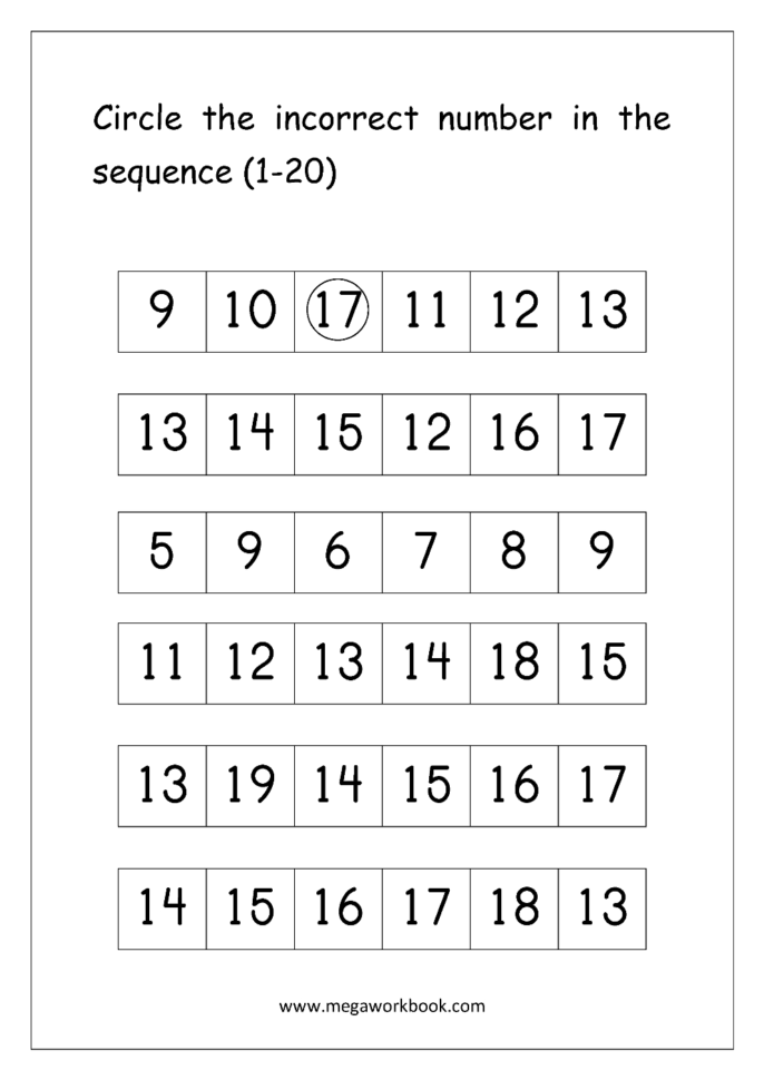 Ordering Numbers Worksheets Missing Numbers What Comes