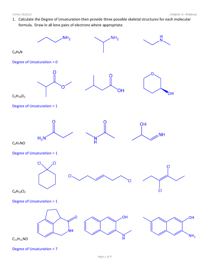 Organic Compounds Worksheet Answers