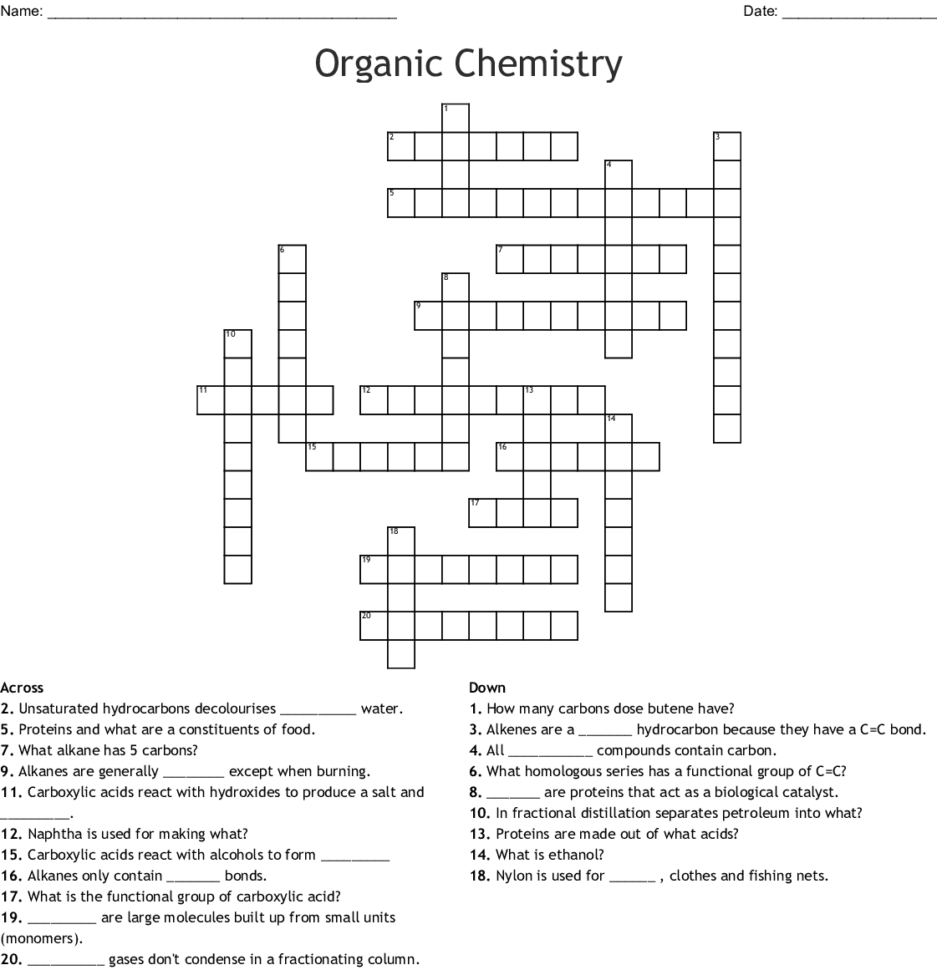 Organic Chemistry Crossword  Word