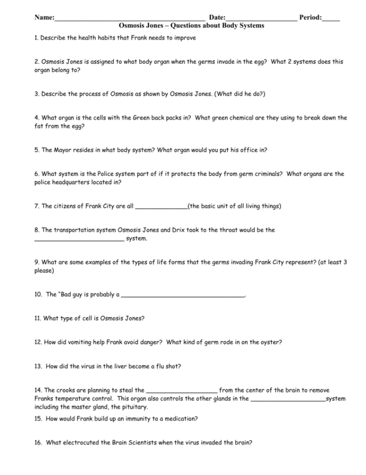 Osmosis Jones Notes