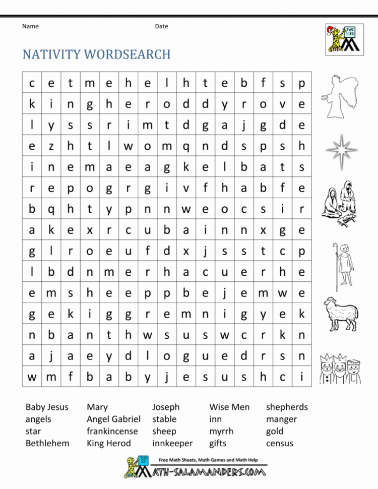 Outstanding Christian Word Search Printable Middle School