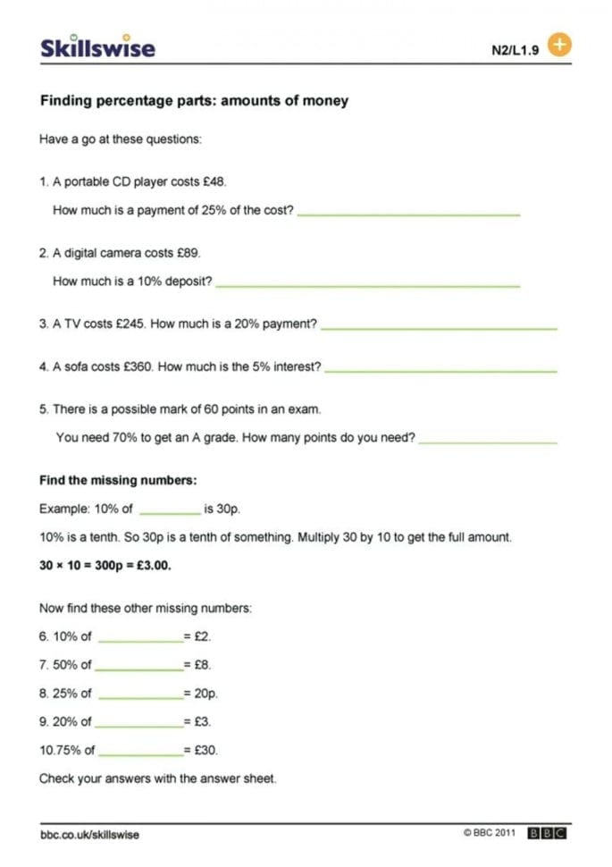 Outstanding Math Percentage Worksheets Worksheet Pdf