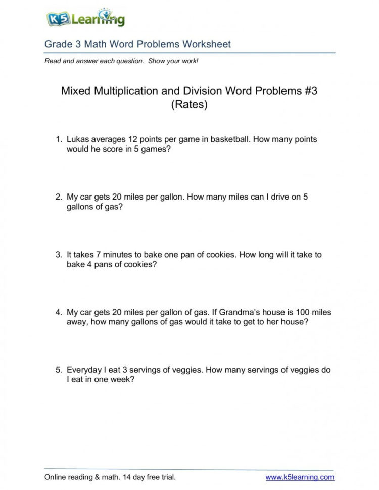 Outstanding Multiplication Word Problems Printable