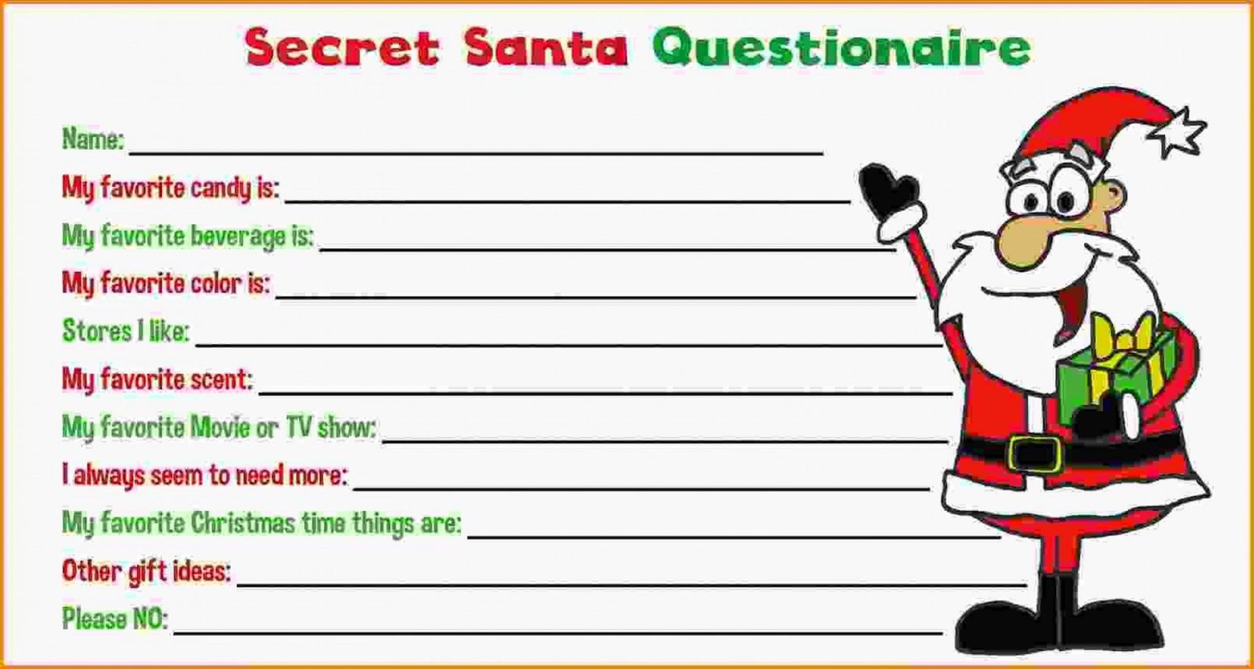 Outstanding Secret Santa Wish List Printable Word —