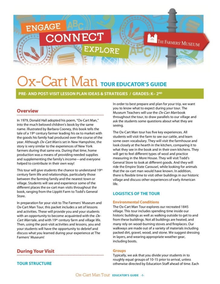 Ox Cart Man Worksheets