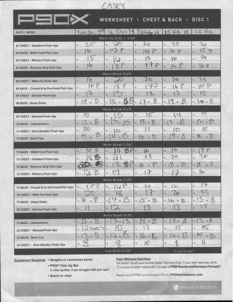 P90X Day 15 Chest  Back Ab Ripper X Photos