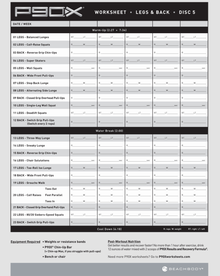 P90X Spreadsheet –