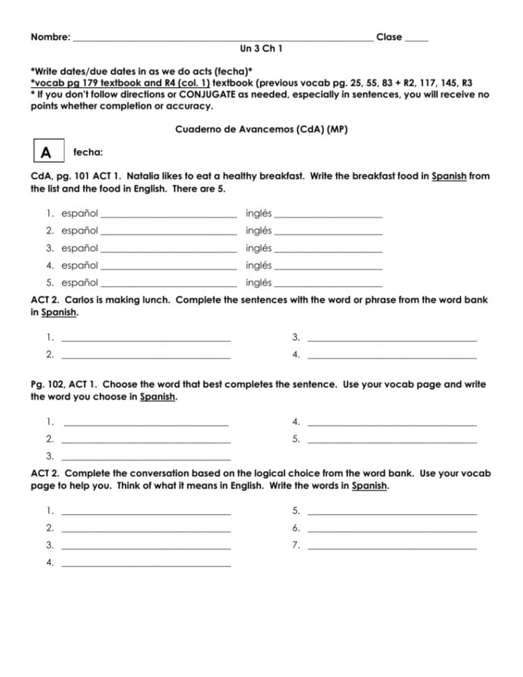 Packet 2 Worksheets A