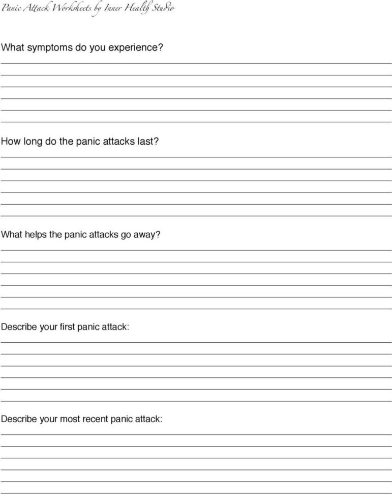 Panic Attack Worksheets  Pdf