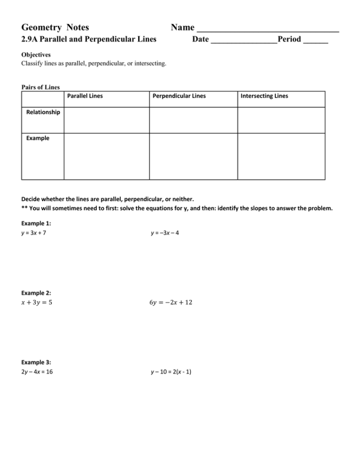Parallel And Perpendicular Lines