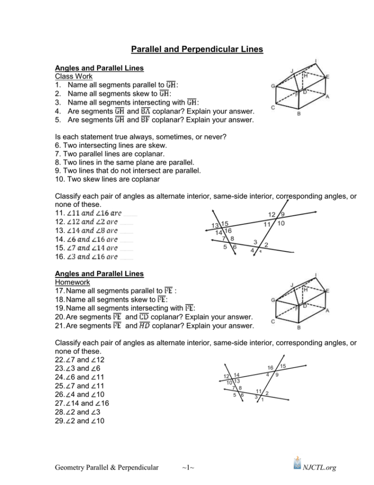 Parallel And Perpendicular Lines