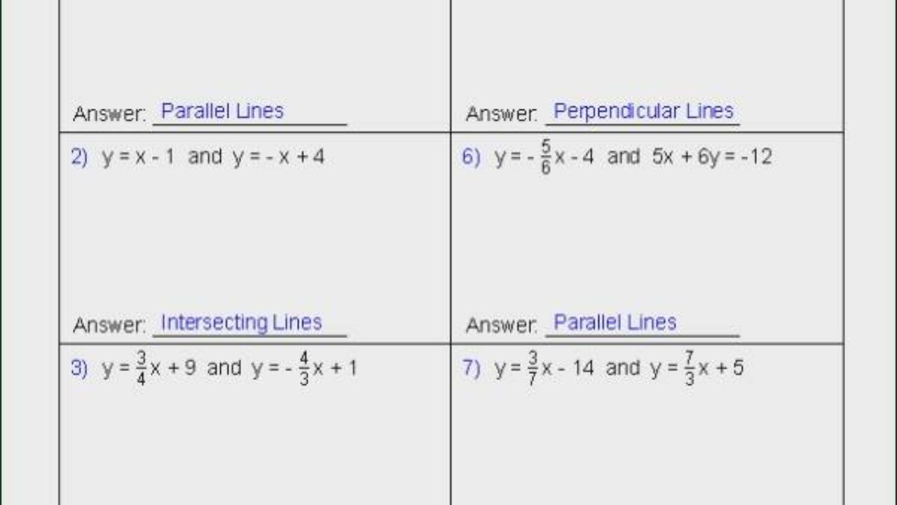 Parallel Perpendicular And Intersecting Lines Worksheet Answers — db