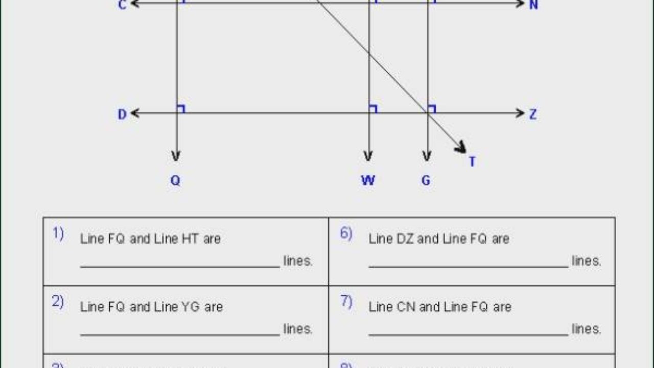 Parallel And Perpendicular Lines Worksheet  Winonarasheed