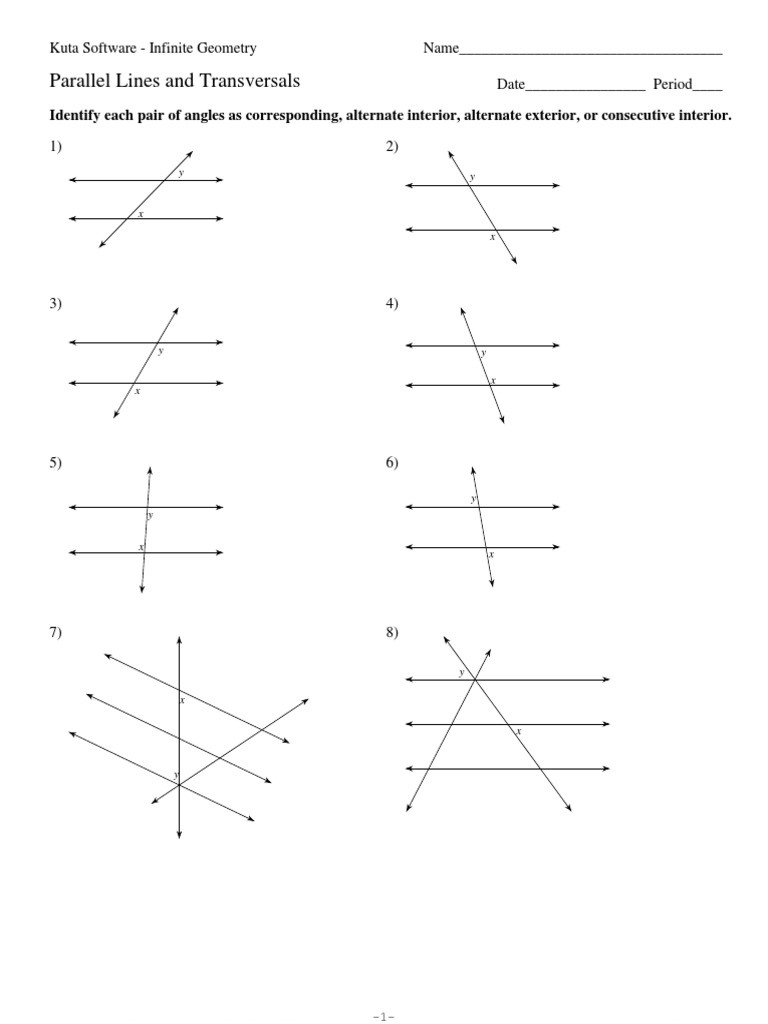 Parallel Lines And Transversal Worksheet