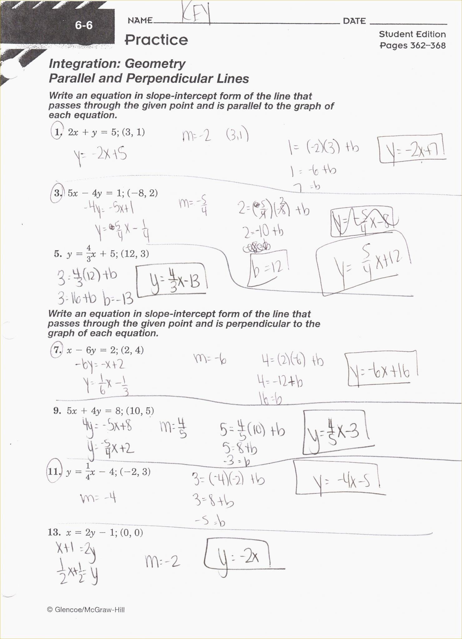 Parallel Lines Worksheet Answers
