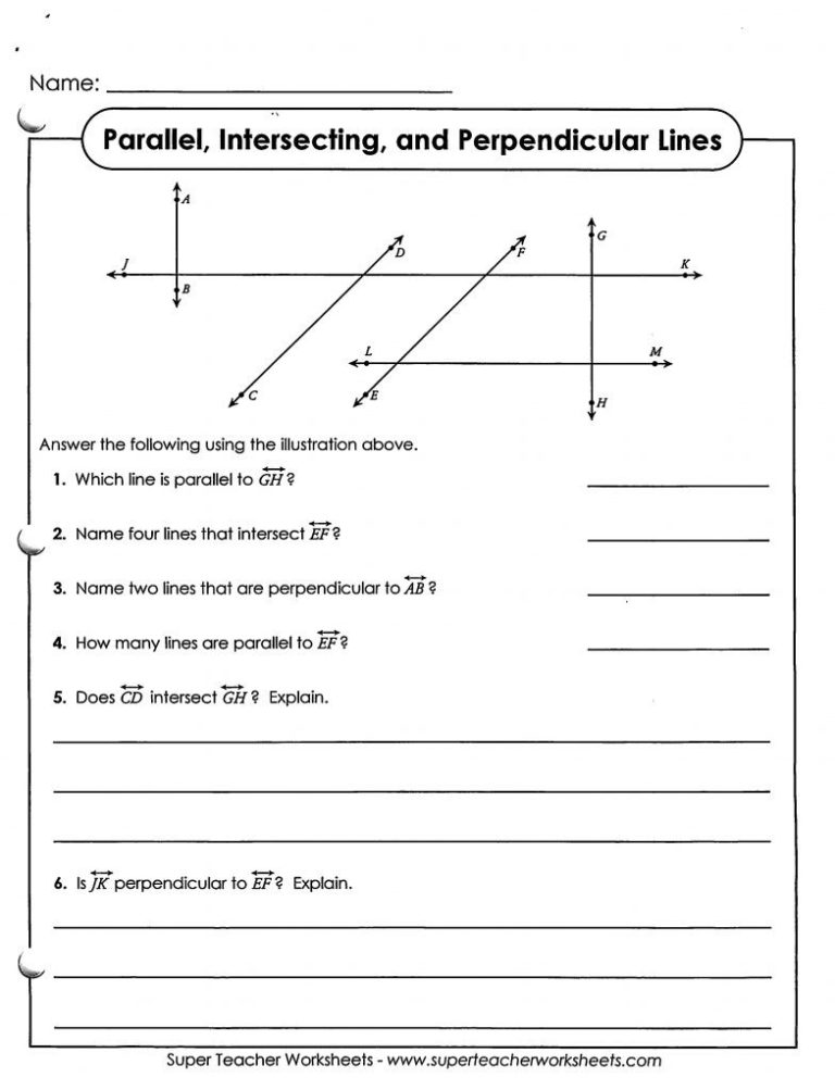 Parallel Perpendicular And Intersecting Lines Worksheet Answers — db ...