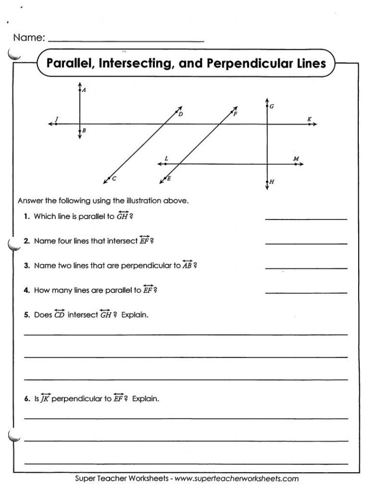 Parallel Perpendicular And Intersecting Lines Worksheet Answers
