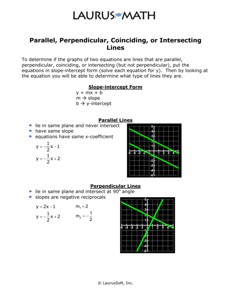 Parallel Perpendicular And Intersecting Lines Worksheet Answers — db