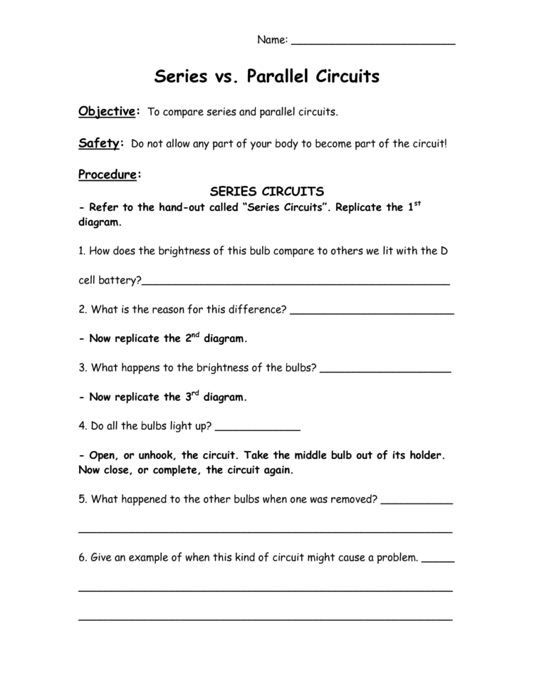 Parallel Vs Series Circuits Worksheet Intrepidpath Best