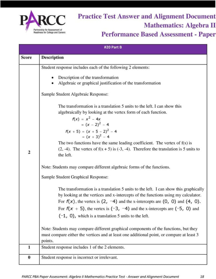 Parcc Algebra 1 Test Booklet Practice Test Answers Parcc Algebra 1 Test Booklet Practice Test Answers