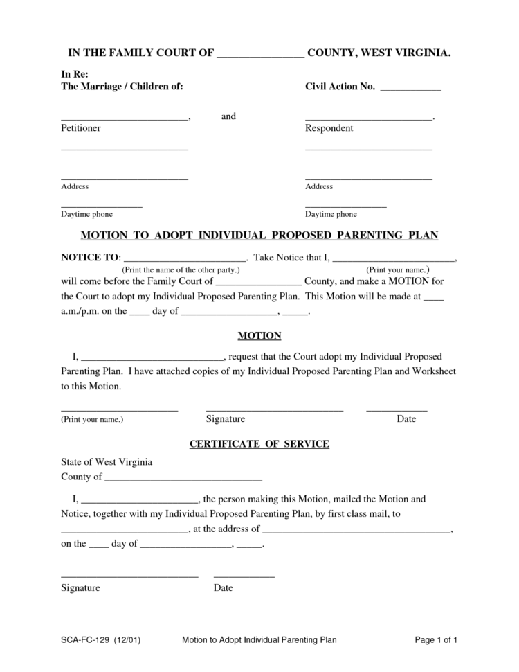 Parenting Plan Worksheet Illinois – Excelguider