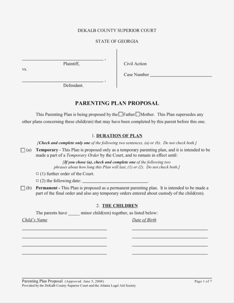 Parenting Plan Worksheet Illinois – Excelguider